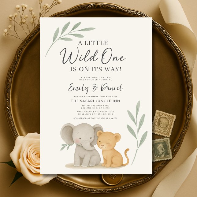 Invitation Safari Jungle Wild One Fête de Bébé pour Couples (Créateur téléchargé)