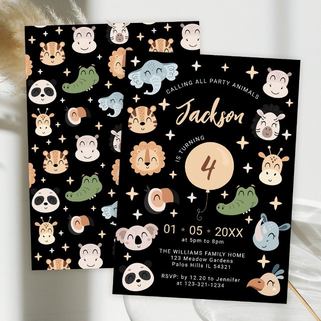 Invitation Safari Jungle zoo animaux anniversaire garçon invi (Créateur téléchargé)