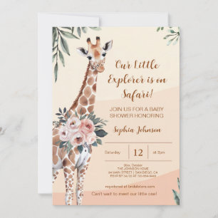 Invitation Safari Little Explorer Giraffe Baby shower
