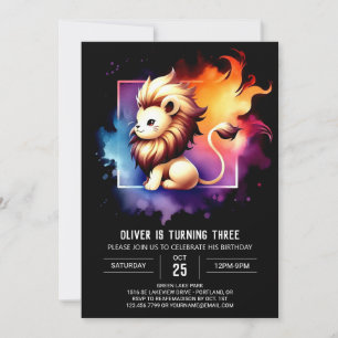 Invitation Safari Minimaliste Lion Anniversaire