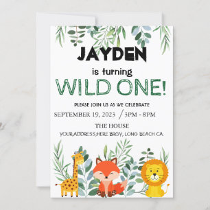 Invitation Safari moderne Jungle Editable Anniversaire