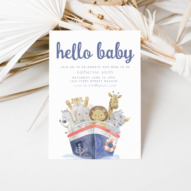 Invitation Safari nautique Baby shower d'arche de Noah Invita (Créateur téléchargé)
