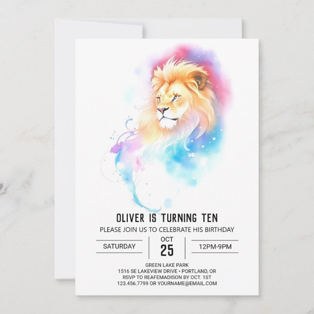 Invitation Safari Online Lion Anniversaire (Devant)