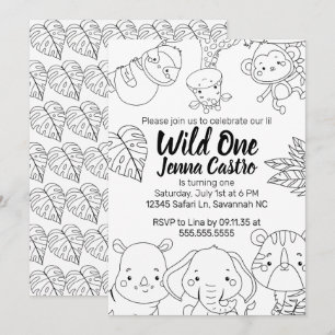 Invitation Safari Premier Anniversaire Coloriage Sauvage