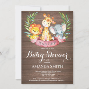 Invitation Safari Rustique Animaux de la Jungle Garçon Baby S