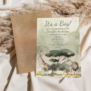 Invitation Safari Sahara Savanna Baby shower animaliers