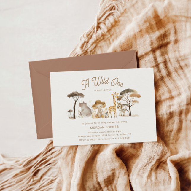 Invitation Safari sauvage Animaux Baby shower Boho (Créateur téléchargé)