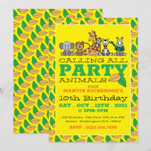 Invitation Safari sauvage, fête d'anniversaire pour enfants