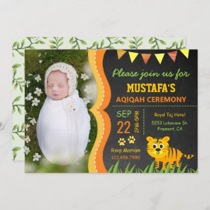 Invitation Safari sauvage Jungle Baby Tiger Aqiqah Photo