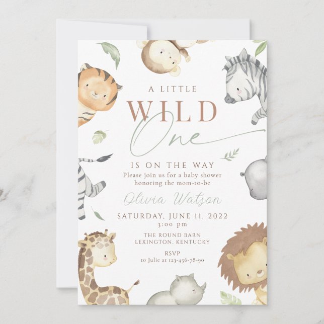 Invitation Safari sauvage un baby shower (Devant)