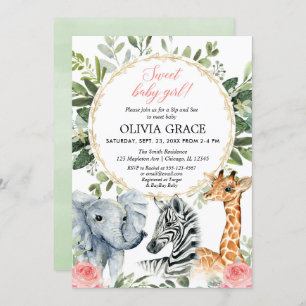 Invitation Safari Sip and See, Rencontre le thème de la jungl