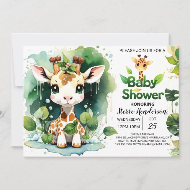 Invitation Safari Tales Baby Giraffe Baby shower (Devant)