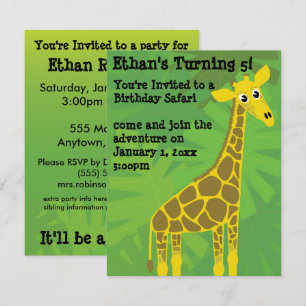 Invitation Safari thème anniversaire