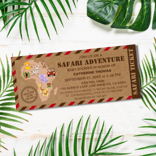 Invitation Safari Ticket Wild Animal Baby shower