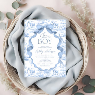 Invitation Safari Toile de Jouy C'est un Baby shower garçon