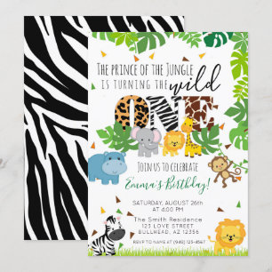 Invitation Safari Tropical Animal Sauvage 1er Anniversaire