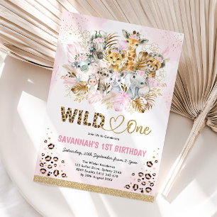 Invitation Safari tropical Boho Animaux Baby shower fille