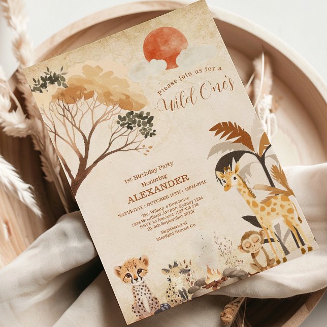 Invitation Safari tropical sauvage Une jungle Animaux Anniver (Créateur téléchargé)