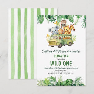 Invitation Safari tropical sauvage Une jungle Animaux Anniver