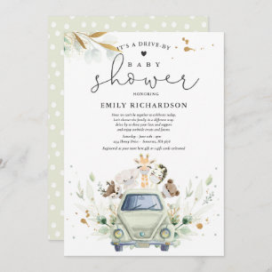 Invitation Safari verdoyant Animaux Conduits Par Baby shower