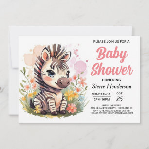 Invitation Safari Whimsical Zebra Baby shower