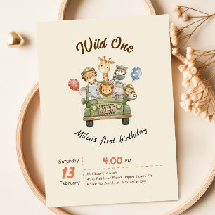 Invitation Safari Wild One 1er Anniversaire