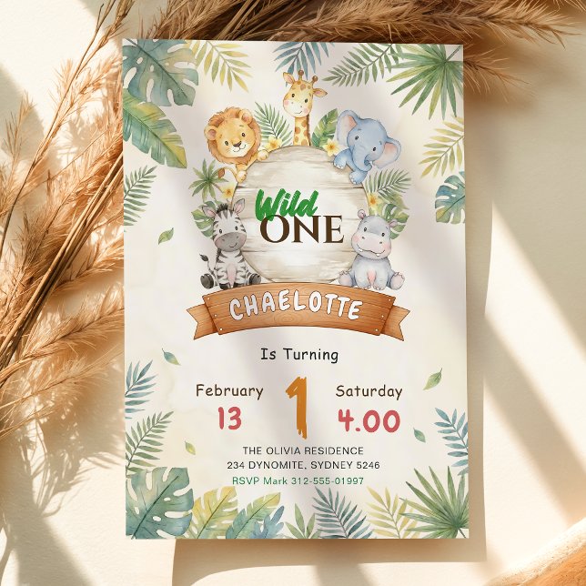 Invitation Safari Wild One 1er Anniversaire (Créateur téléchargé)