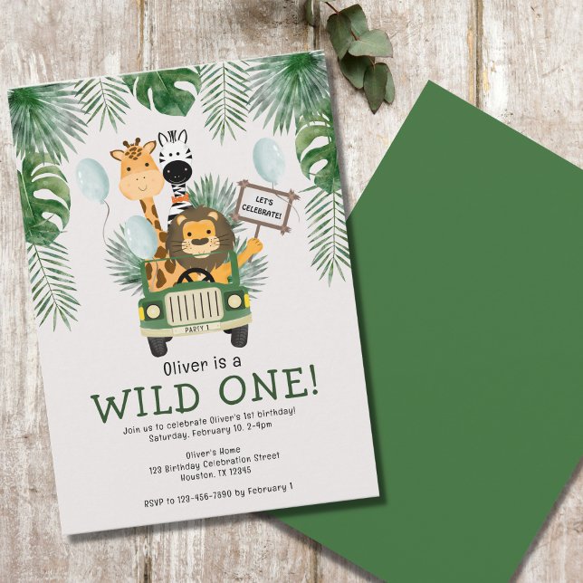 Invitation Safari Wild One 1er anniversaire fêter l'invitatio (Créateur téléchargé)