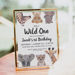 Invitation Safari Wild One 1er Birthday Boy
