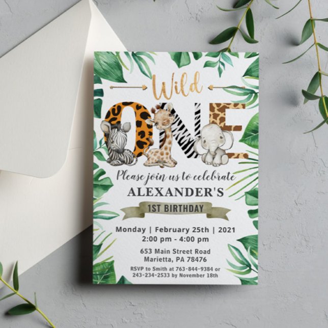 Invitation Safari Wild One 1ère fête d'anniversaire (Créateur téléchargé)