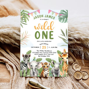 Invitation Safari Wild One 1st Boy Birthday