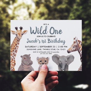 Invitation Safari Wild One Boy 1er anniversaire