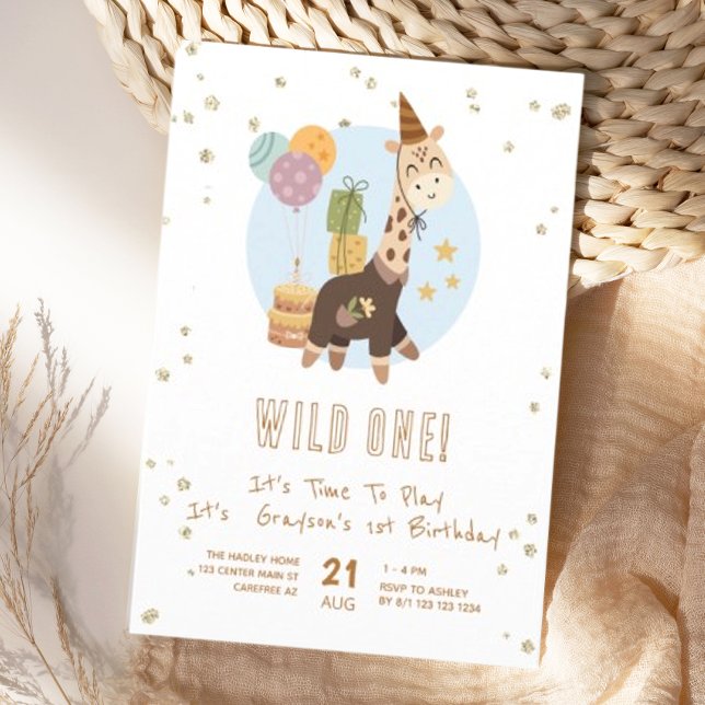 Invitation Safari Wild One Garçon 1er Anniversaire (Créateur téléchargé)