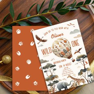 Invitation Safari Wild One Hot Air Balloon & Jungle Anniversa