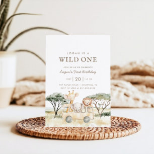 Invitation Safari Wild One Jungle Animal Anniversaire