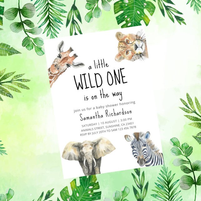 Invitation Safari Wild One Safari Animaux Baby shower (Créateur téléchargé)