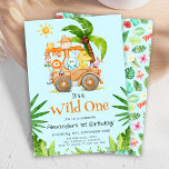 Invitation Safari Wild Un Anniversaire<br><div class="desc">Lancez l'aventure pour le 1er anniversaire de votre enfant avec cette incroyable invitation de fête d'anniversaire Safari Wild One. Transportez votre petit et vos amis dans un monde de jungle dynamique, rempli d'animaux vivants et de verdure tropicale. Notre aquarelle unique et colorée capte parfaitement l'essence d'un safari sauvage, ouvrant la...</div>