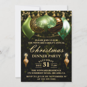 Invitation Safari Wildlife 2 Baubles Christmas Dinner Party