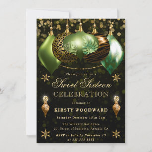 Invitation Safari Wildlife Baubles Christmas Sweet 16