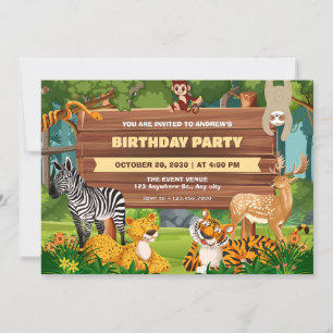Invitation Safari zoo faune anniversaire