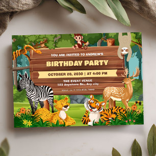 Invitation Safari zoo faune anniversaire