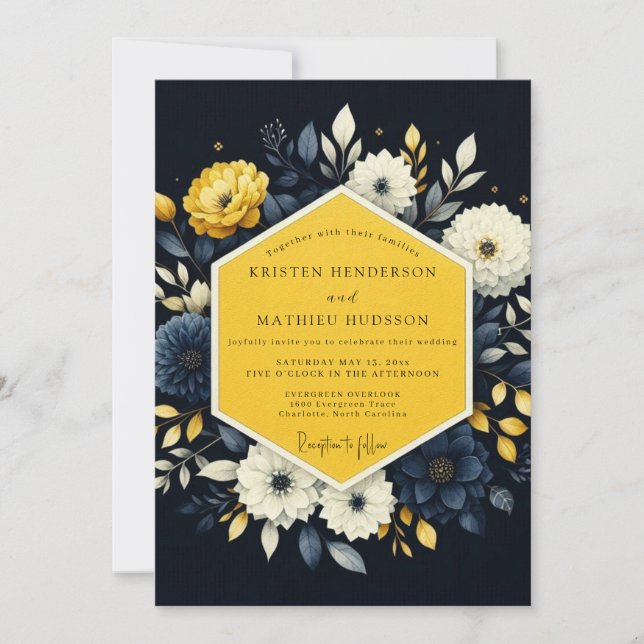 Invitation Saffron Nocturnal Flora Wedding (Devant)