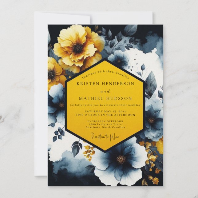 Invitation Saffron Nocturne Bloom Wedding (Devant)