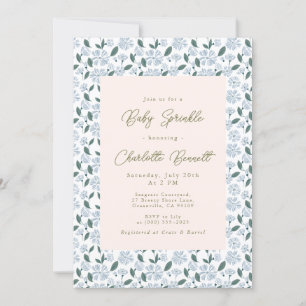 Invitation Sage and Dusty Blue Bloom Floral Baby Sprinky