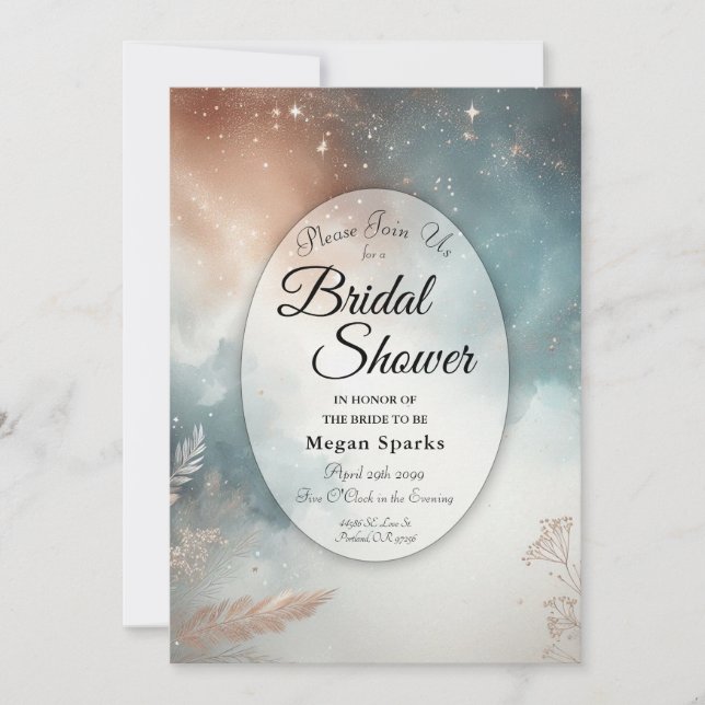 Invitation Sage and Terracotta Stardust Skies Bridal Shower (Devant)