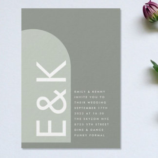 Invitation Sage Arch Moss Abstract Japandi Minimalism Wedding