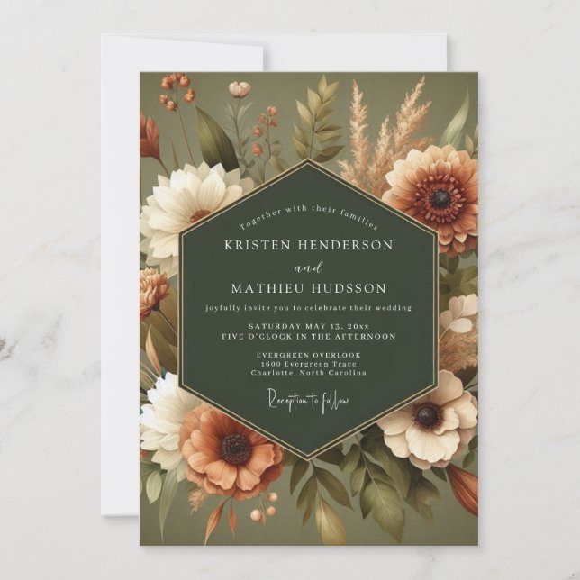 Invitation Sage Autumnal Harvest Wedding (Devant)