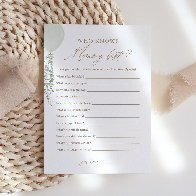 Invitation Sage Balloon Qui Connaît Maman Meilleur Baby showe (Créateur téléchargé)