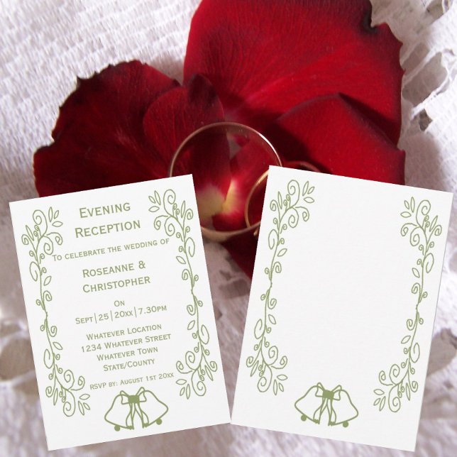 Invitation Sage Bells Scrollwork Mariage Réception (Sage bells scrollwork wedding reception invite)