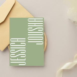 Invitation Sage Bold Noms Typographie Mariage ultra moderne